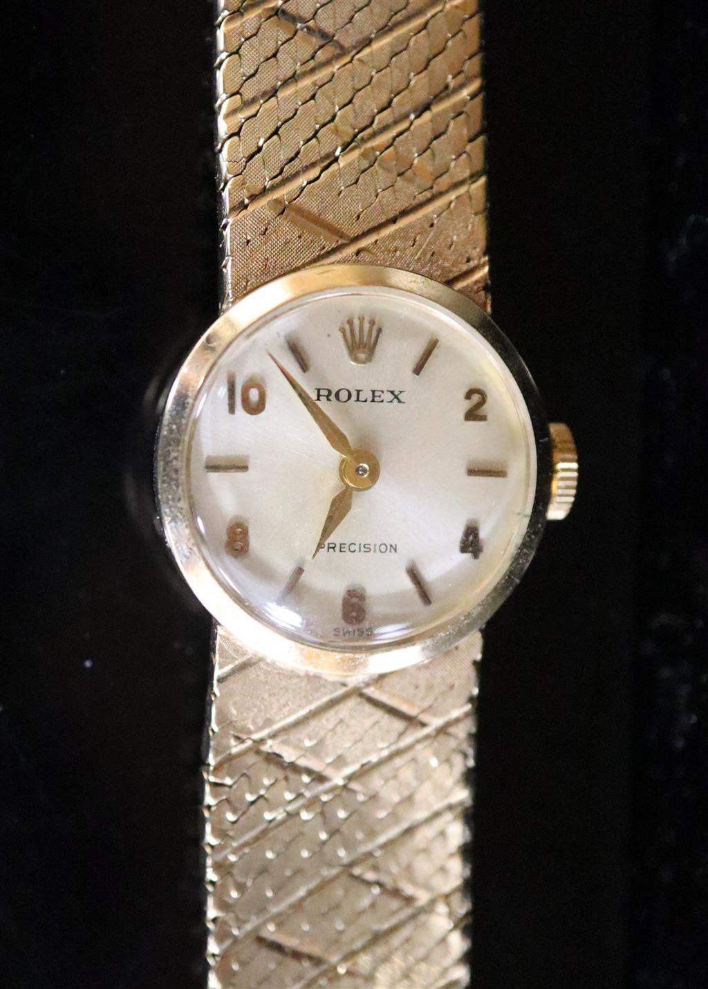 A ladys 1960s 9ct gold Rolex Precision manual wind wrist watch,